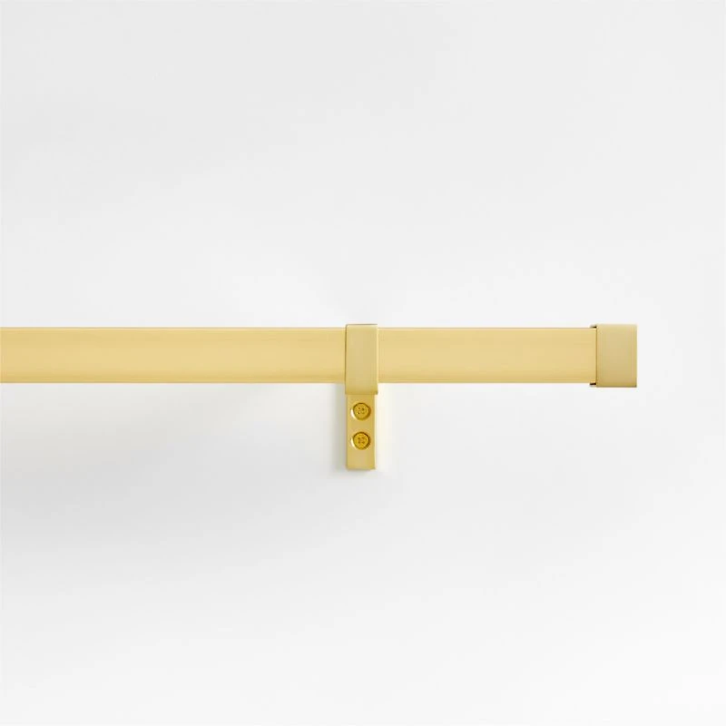 Brass 1" Square Curtain Rod and End Cap Finials Set 28"-48"