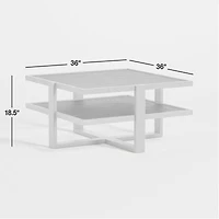 Sable Square Black Marble Coffee Table with Shelf