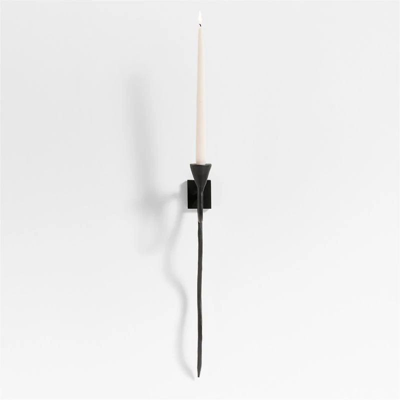 Sacré Black Metal Wall Sconce Taper Candle Holder by Athena Calderone