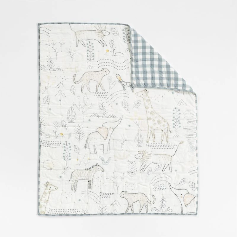 Safari Friends Gauze Organic Cotton Baby Crib Quilt