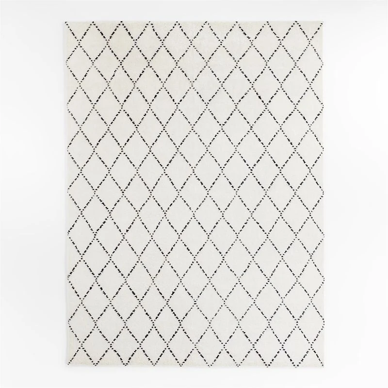 Safi Diamond Moroccan White & Black Area Rug 6'x9'