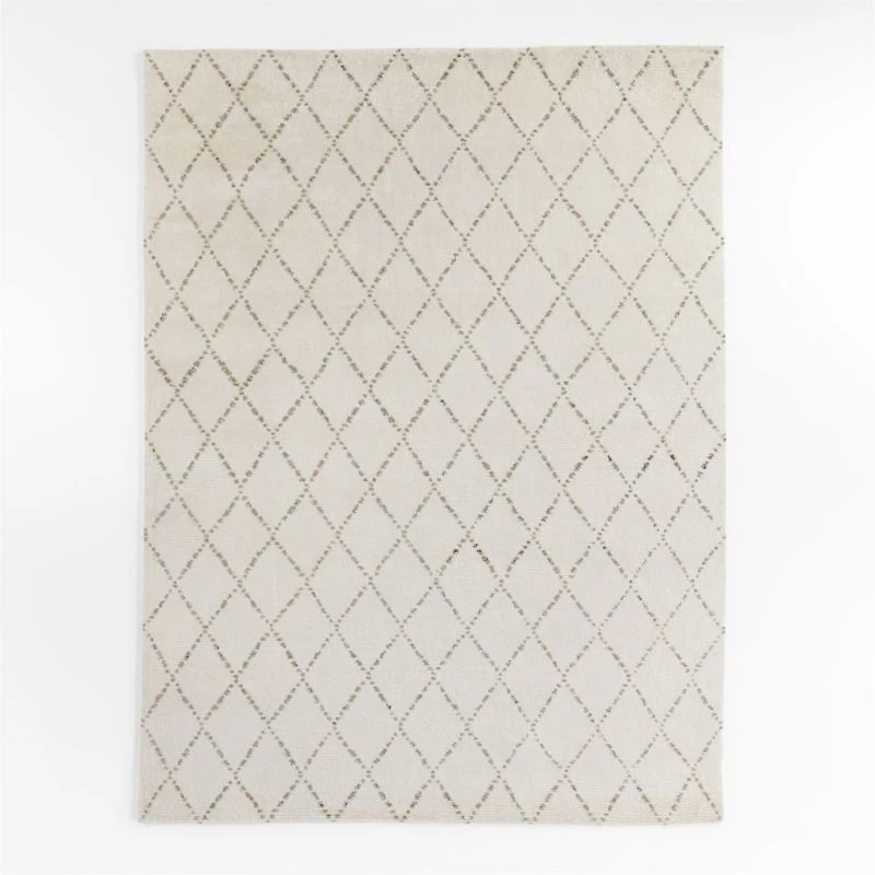 Safi Diamond Moroccan White & Olive Green Area Rug 10'x14'