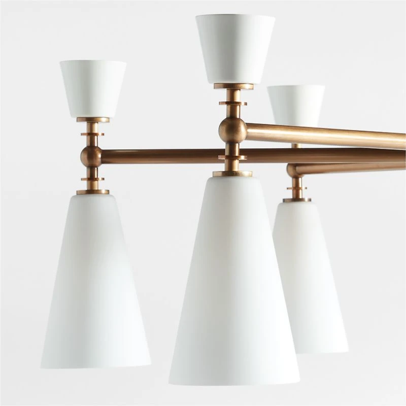 Saintes Oversized Two-Tiered Brass Mid-Century Chandelier Light