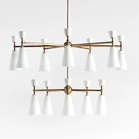 Saintes Oversized Two-Tiered Brass Mid-Century Chandelier Light