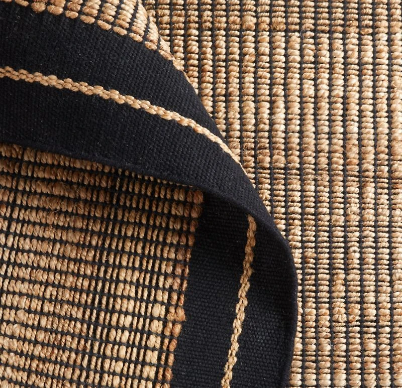Santa Cruz Jute/Wool Blend Handwoven Black Border Area Rug 10'x14'
