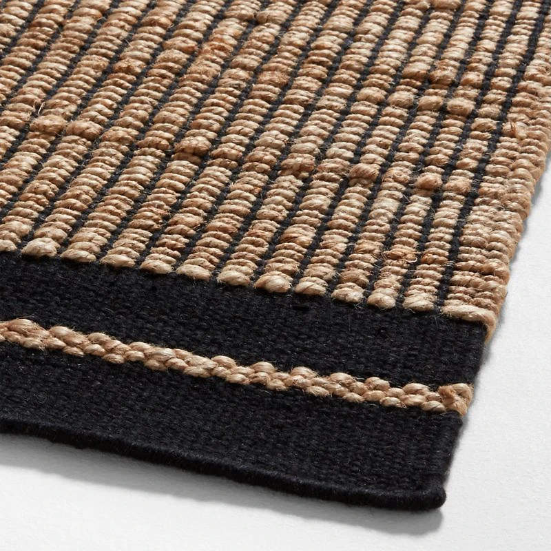 Santa Cruz Jute/Wool Blend Handwoven Black Border Area Rug 10'x14'