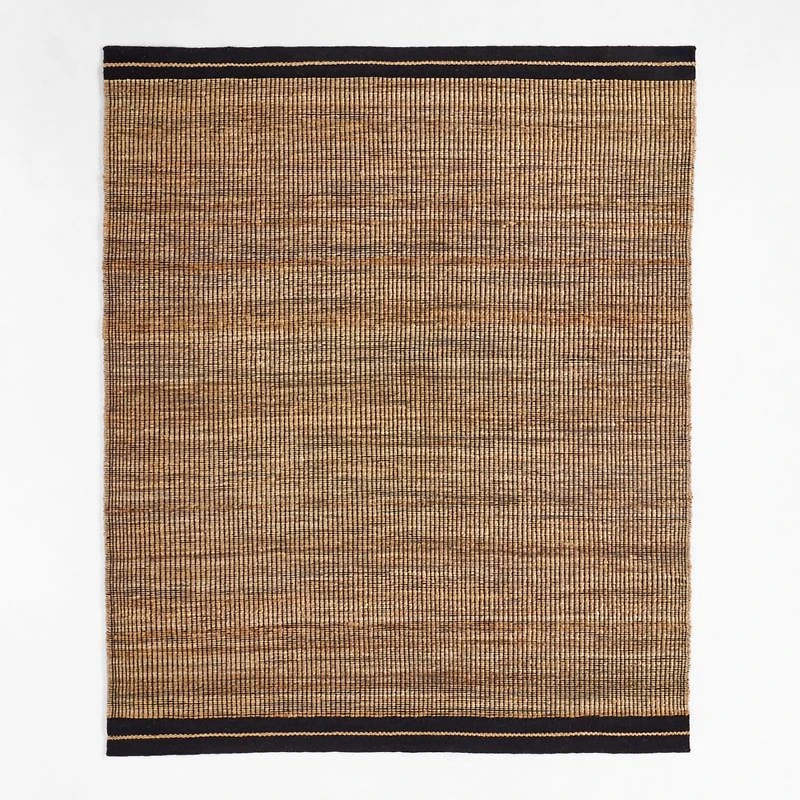 Santa Cruz Jute/Wool Blend Handwoven Black Border Area Rug 10'x14'