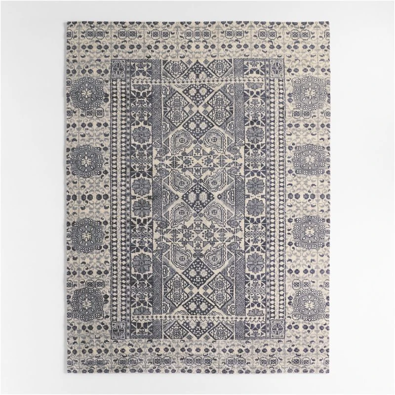 Sardinia Wool Performance Blend Traditional Blue Handknotted Rug Swatch 12"x18"