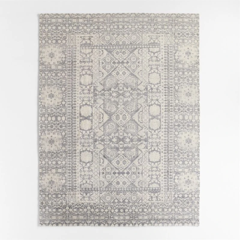 Sardinia Wool Performance Blend Traditional Grey Handknotted Area Rug 9'x12'
