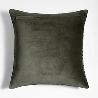 Sashiko Organic Cotton Velvet 20"x20" Burnt Green Throw Pillow Cover