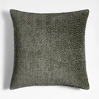 Sashiko Organic Cotton Velvet 20"x20" Burnt Green Throw Pillow Cover