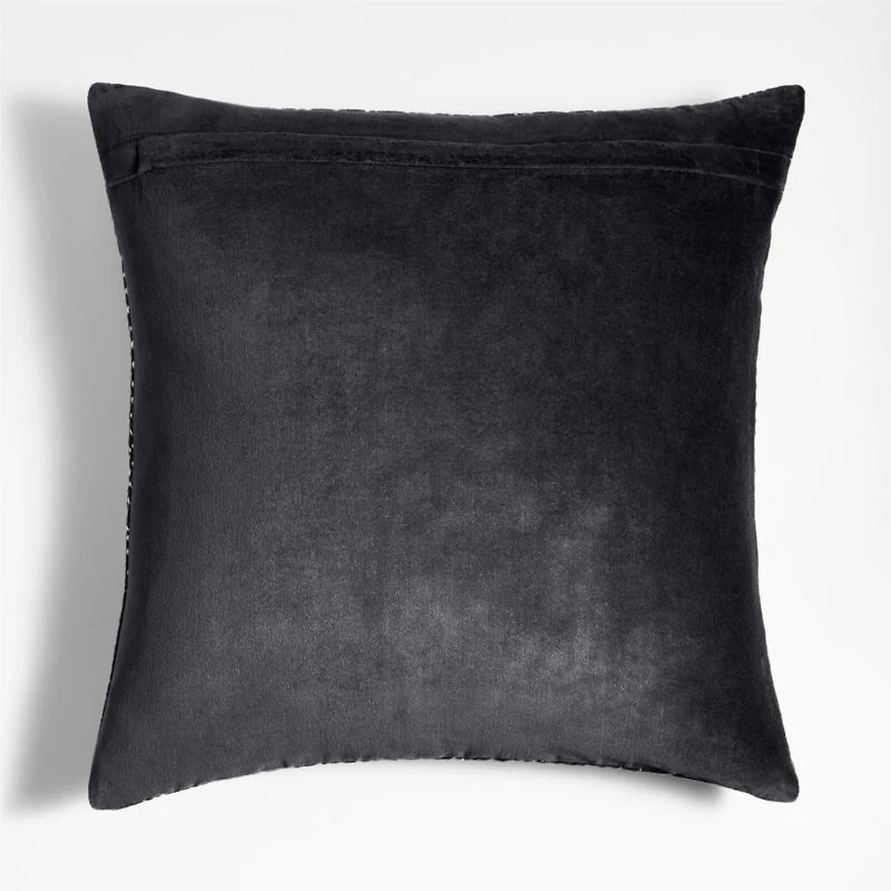 Sashiko Organic Cotton Velvet 20"x20" Storm Grey Throw Pillow Cover