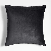 Sashiko Organic Cotton Velvet 20"x20" Storm Grey Throw Pillow Cover