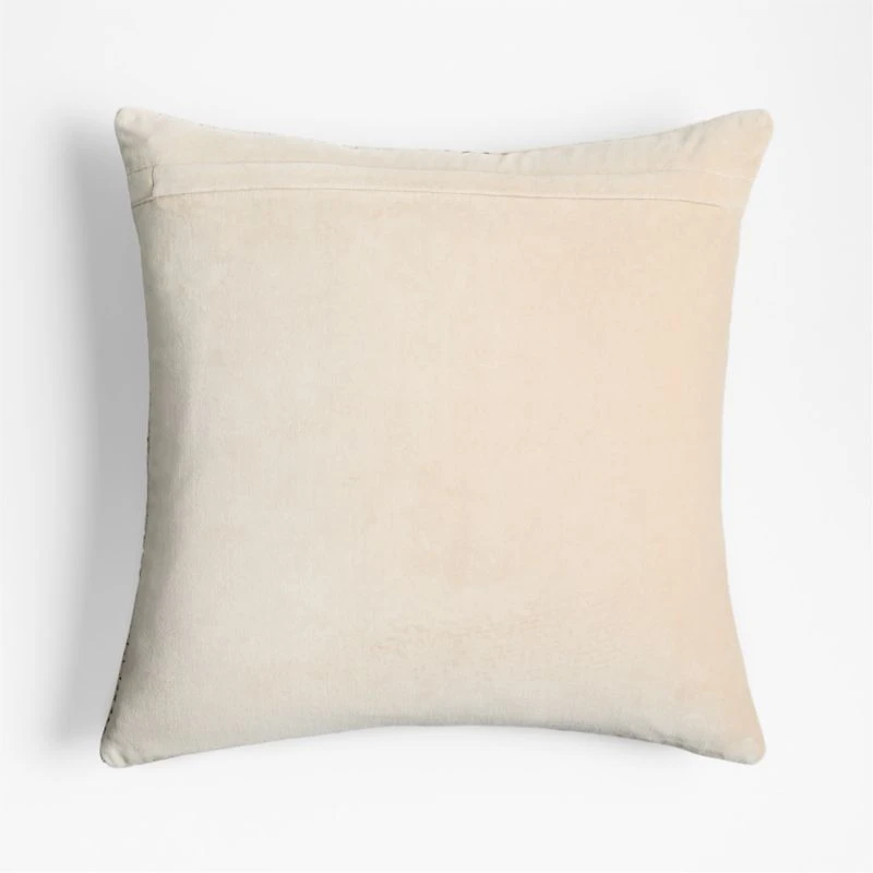 Sashiko Organic Cotton Velvet 20"x20" Travertine Beige Throw Pillow Cover