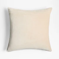 Sashiko Organic Cotton Velvet 20"x20" Travertine Beige Throw Pillow Cover