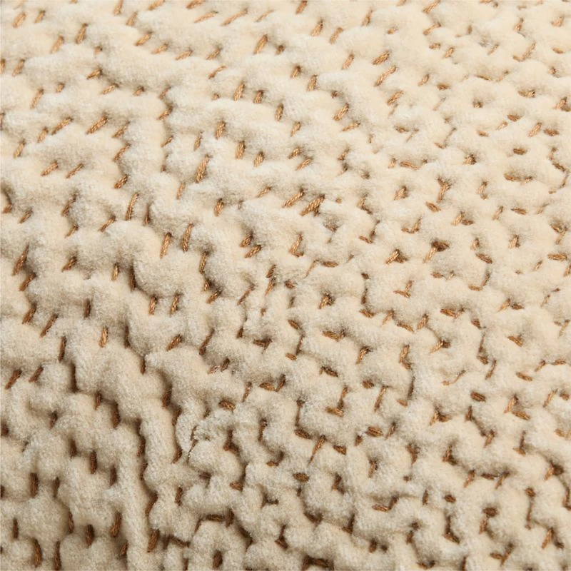 Sashiko Organic Cotton Velvet 20"x20" Travertine Beige Throw Pillow Cover