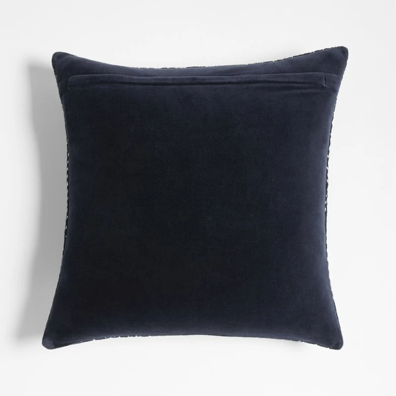 Sashiko Organic Cotton Velvet 20"x20" Deep Indigo Throw Pillow Cover