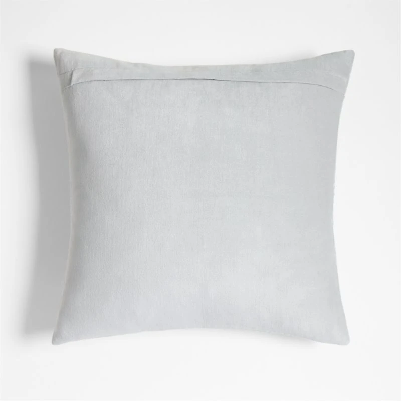 Sashiko Organic Cotton Velvet 20"x20" Mist Blue Throw Pillow Cover