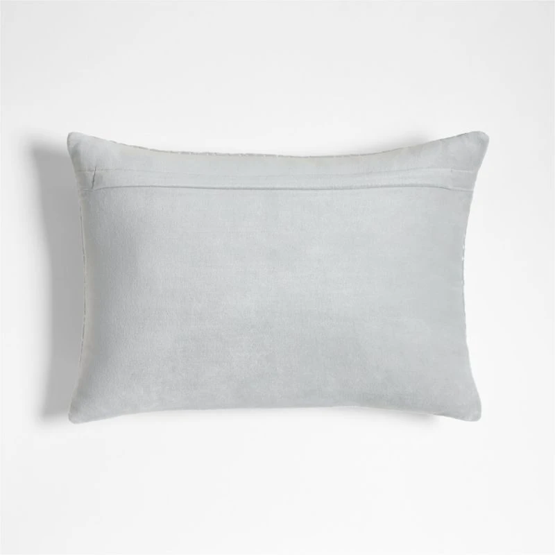 Sashiko Organic Cotton Velvet 22"x15" Mist Blue Throw Pillow with Feather Insert