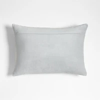 Sashiko Organic Cotton Velvet 22"x15" Mist Blue Throw Pillow with Feather Insert