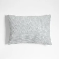 Sashiko Organic Cotton Velvet 22"x15" Mist Blue Throw Pillow with Feather Insert
