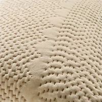 Sashiko Organic Cotton Velvet 22"x15" Travertine Beige Throw Pillow with Feather Insert