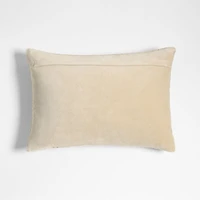 Sashiko Organic Cotton Velvet 22"x15" Travertine Beige Throw Pillow with Feather Insert