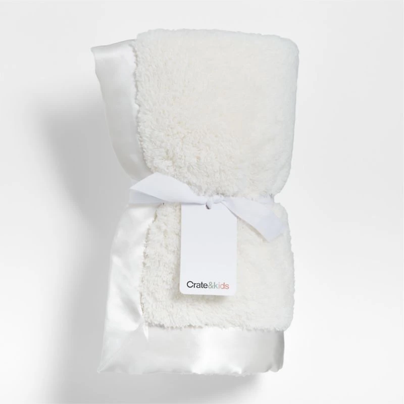 Satin Trim Plush Baby Stroller Blanket