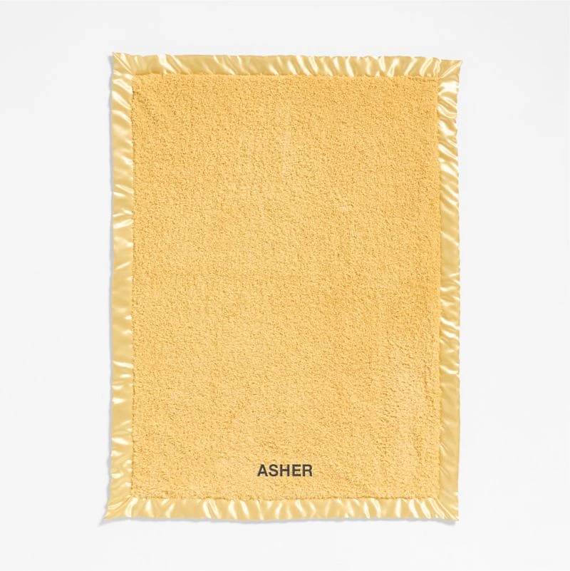 Satin Trim Luminous Yellow Plush Baby Stroller Blanket
