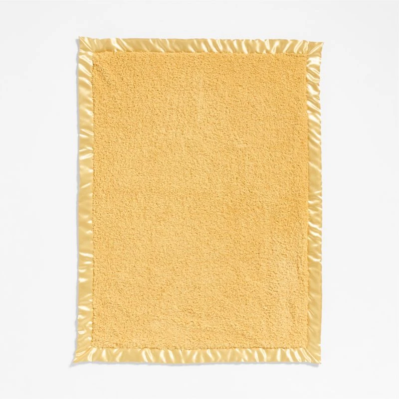 Satin Trim Luminous Yellow Plush Baby Stroller Blanket