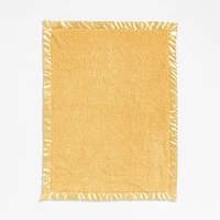 Satin Trim Luminous Yellow Plush Baby Stroller Blanket