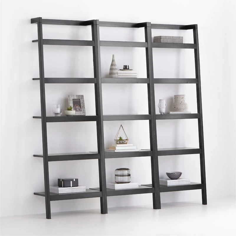 Sawyer Black Leaning 24.5'' Bookcases, Set of 3
