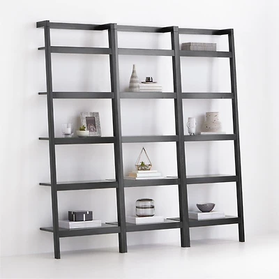 Sawyer Black Leaning 24.5'' Bookcases, Set of 3