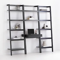 Sawyer Black Leaning Desk with Two 24.5'' Bookcases