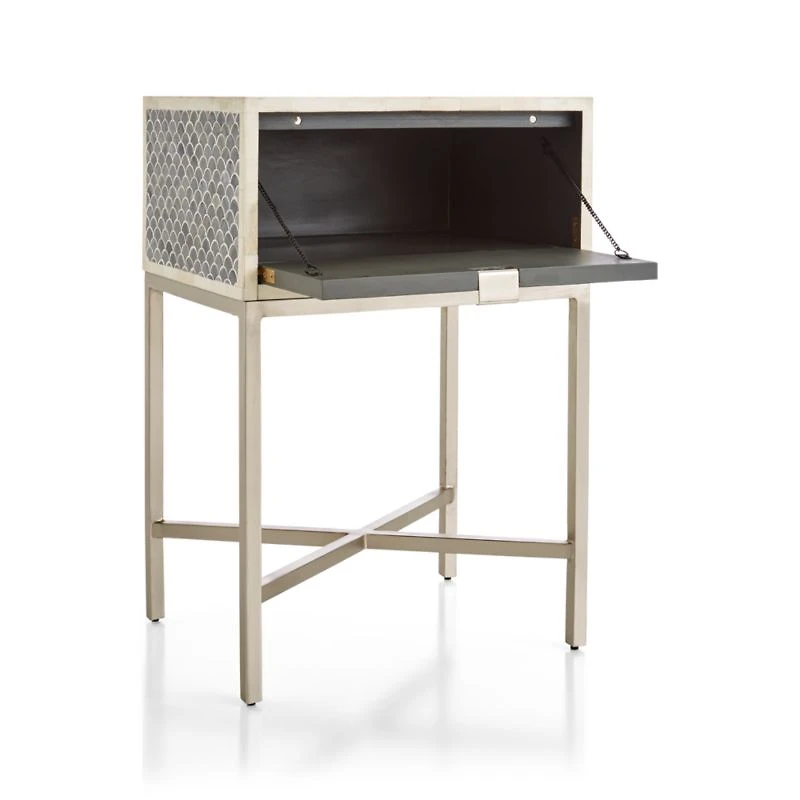 Scallop Grey Bone Inlay Nightstand
