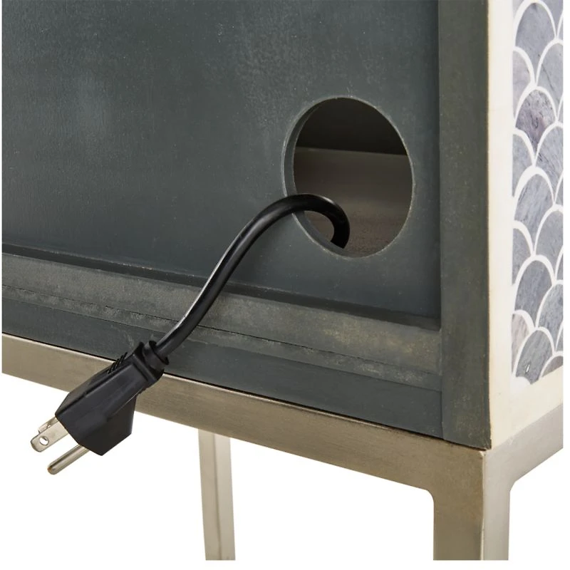 Scallop Grey Bone Inlay Nightstand