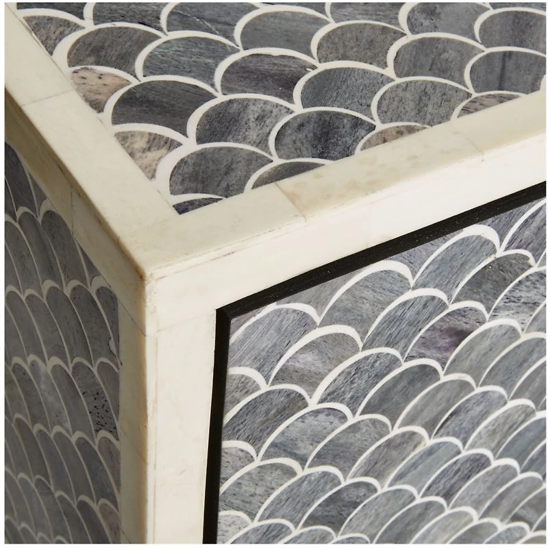 Scallop Grey Bone Inlay Nightstand
