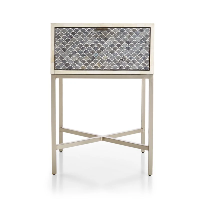 Scallop Grey Bone Inlay Nightstand