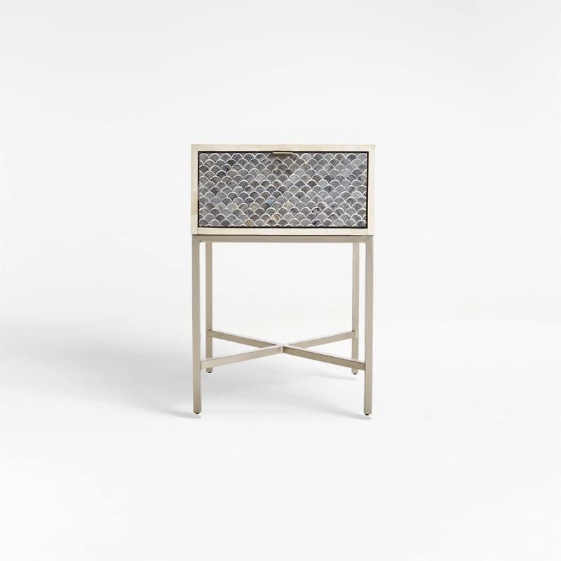 Scallop Grey Bone Inlay Nightstand