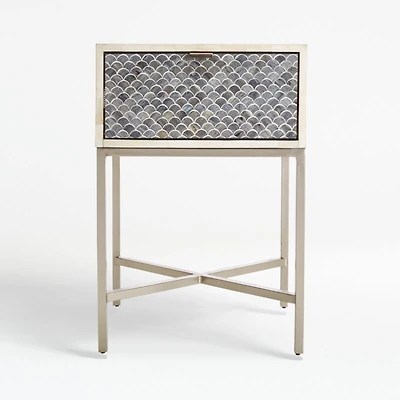 Scallop Grey Bone Inlay Nightstand
