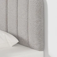 Scallop Channel Grey Boucle Twin Wall-Mounted Headboard