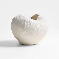 Scraffito 10" White Ceramic Vase