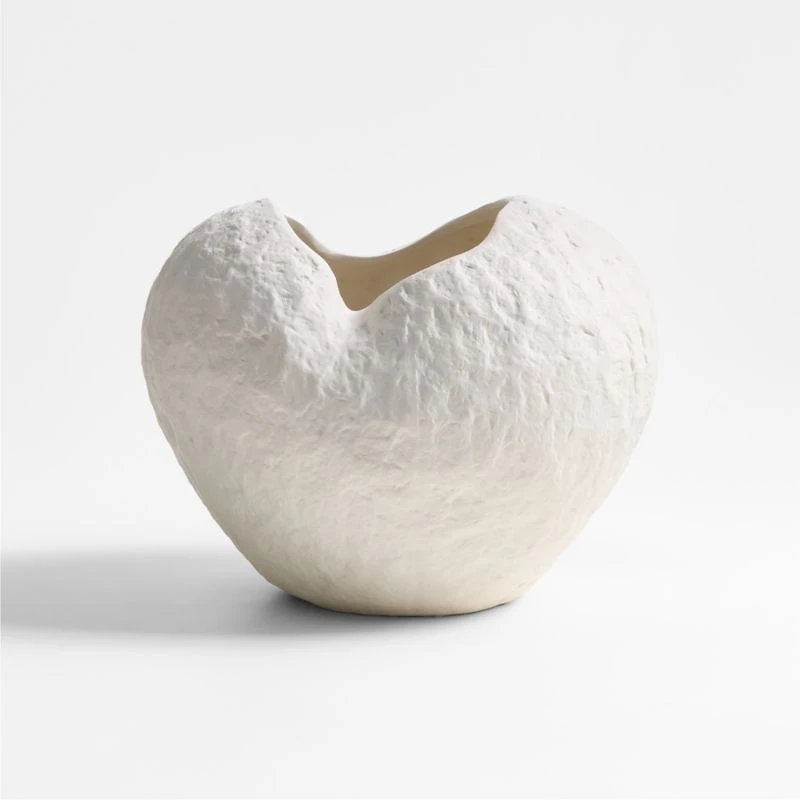 Scraffito 10" White Ceramic Vase