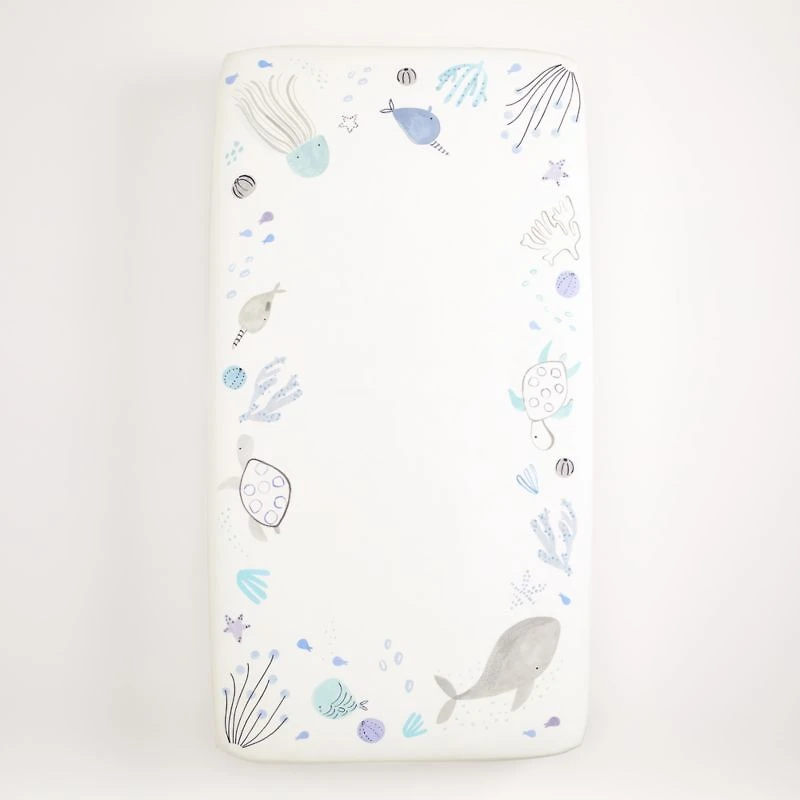 Stay Cool Sea Organic Cotton Baby Crib Fitted Sheet
