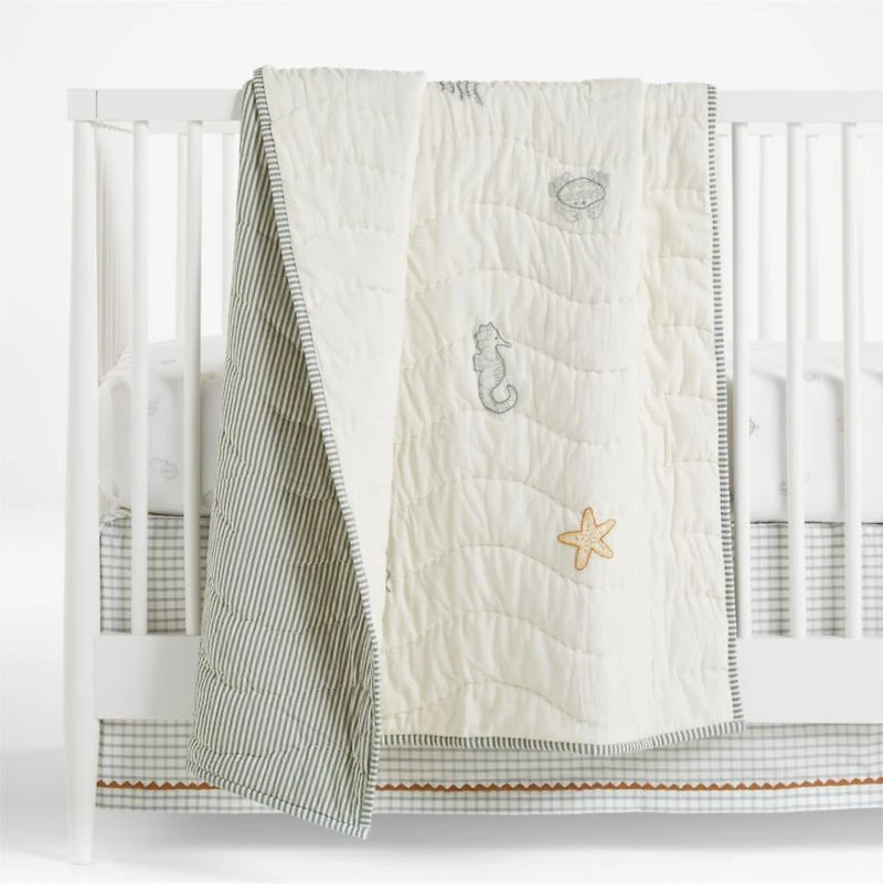 Sea Dreams Organic Cotton Baby Crib Quilt