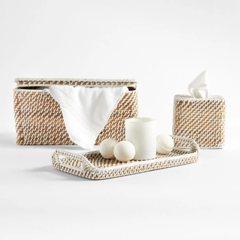 Sedona White Square Tissue Box Cover