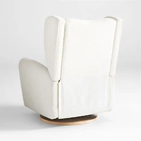 Seesaw Cream Boucle Electronic Swivel Glider Power Recliner Nursery Chair with Natural Wood Base