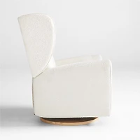 Seesaw Cream Boucle Electronic Swivel Glider Power Recliner Nursery Chair with Natural Wood Base