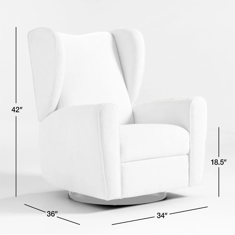 Seesaw Cream Boucle Electronic Swivel Glider Power Recliner Nursery Chair with Natural Wood Base