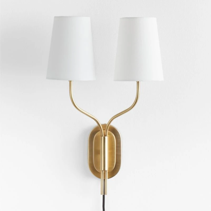Seguin Burnished Brass 2-Light Plug In Wall Sconce